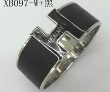 Hermes Black Enamel Clic H Bracelet Narrow Width (33mm) In Silver